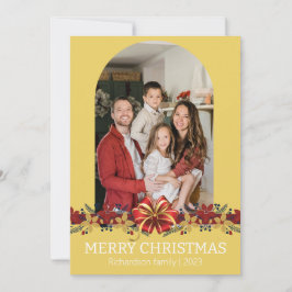 Floral Simple Elegantes Familienweihnachtsfest Fot Feiertagskarte