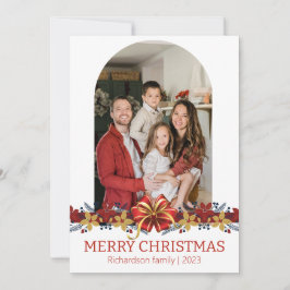 Floral Simple Elegantes Familienweihnachtsfest Fot Feiertagskarte