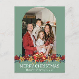 Floral Simple Elegantes Familienweihnachtsfest Fot Feiertagspostkarte