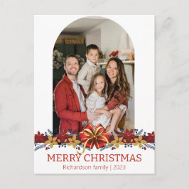 Floral Simple Elegantes Familienweihnachtsfest Fot Feiertagspostkarte