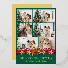 Floral Simple Elegantes Familienweihnachtsfest Fot Folien Feiertagskarte