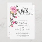 Floral Simple Überraschung Geburtstagsparty Einladung (Vorne/Hinten)