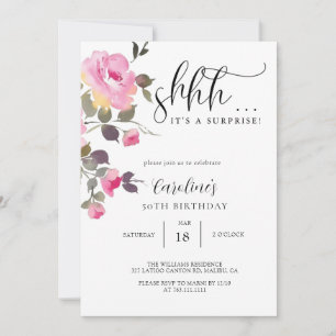 Floral Simple Überraschung Geburtstagsparty Einladung