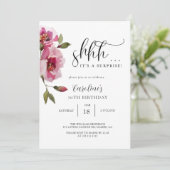 Floral Simple Überraschung Geburtstagsparty Einladung (Stehend Vorderseite)