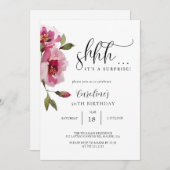 Floral Simple Überraschung Geburtstagsparty Einladung (Vorne/Hinten)