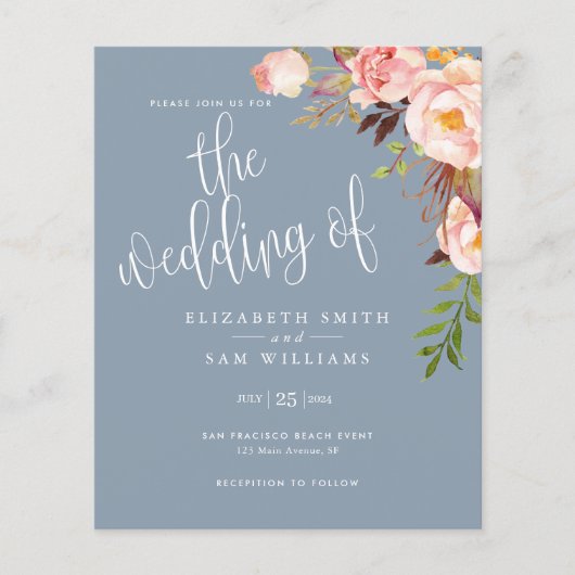 Floral Simple Wedding Einladung Budget Elegant Flyer (Vorne)