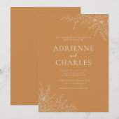 Floral Simplicity 1 Apricot Orange Minimal Wedding Einladung (Vorne/Hinten)