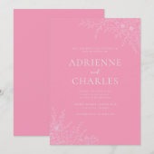 Floral Simplicity 1 Ballet Pink Minimal Wedding Einladung (Vorne/Hinten)