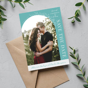 Floral Simplicity 1 Caribbean Teal Save The Date a