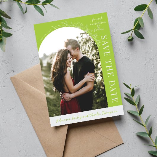 Floral Simplicity 1 Chartreuse Grün Save The Date