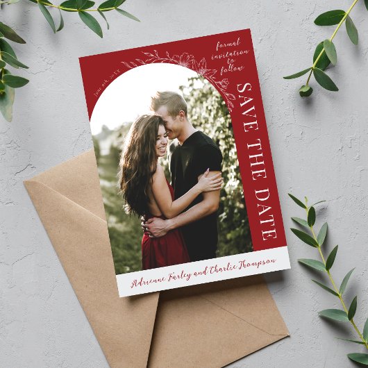 Floral Simplicity 1 Cranberry Save The Date