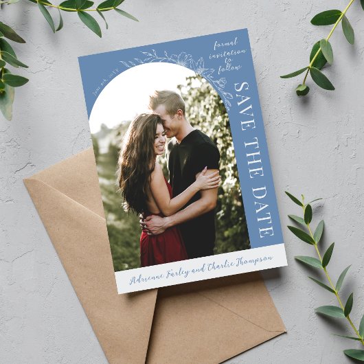 Floral Simplicity 1 Denim Blau Save The Date