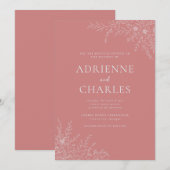 Floral Simplicity 1 Dusty Rose Minimal Wedding Einladung (Vorne/Hinten)