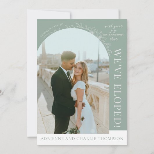 Floral Simplicity 1 Modern Green Elopement Ankündigung (Vorderseite)