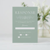 Floral Simplicity 1 Modern Green Minimal Wedding RSVP Karte (Stehend Vorderseite)