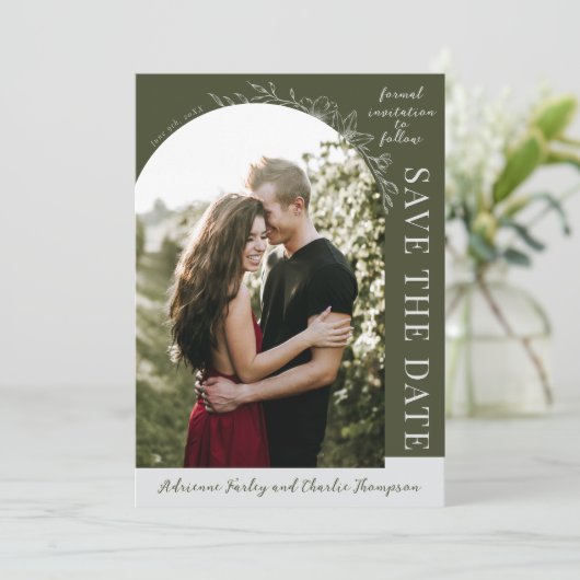 Floral Simplicity 1 | Modern Green | Save The Date (Stehend Vorderseite)