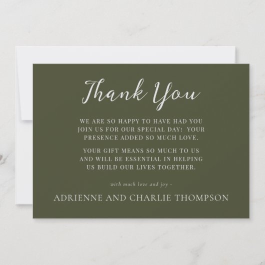 Floral Simplicity 1 Modern Green Thank You Note Dankeskarte (Vorderseite)