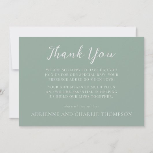 Floral Simplicity 1 Modern Green Thank You Note Dankeskarte (Vorderseite)
