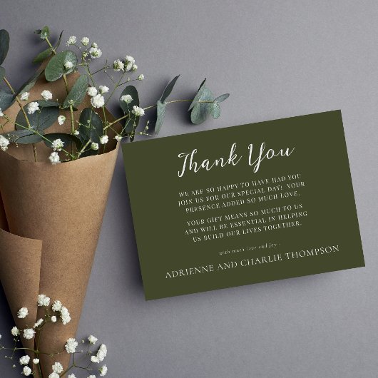 Floral Simplicity 1 Modern Green Thank You Note Dankeskarte