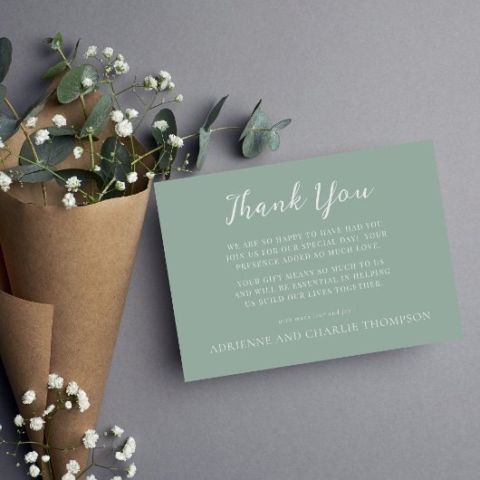 Floral Simplicity 1 Modern Green Thank You Note Dankeskarte