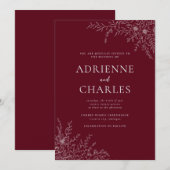 Floral Simplicity 1 Rosewood Minimal Wedding Einladung (Vorne/Hinten)