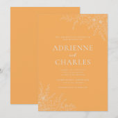 Floral Simplicity 1 Sorbet Orange Minimal Wedding Einladung (Vorne/Hinten)