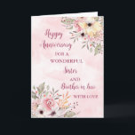 Floral Sister und Bruder im Jura Jubiläum Karte<br><div class="desc">Glückliche Hochzeitskarte für Juristen und Juroren mit wunderschönen Aquarellfarben-Vintagen Blume und sentimentalem Vers.</div>