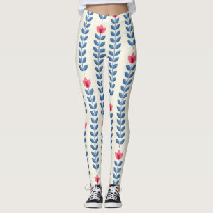 Floral skandinavisches geometrisches Retro-Tapete Leggings