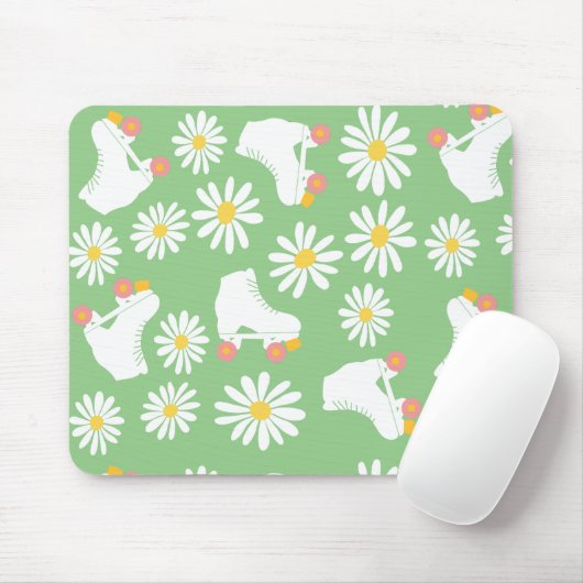 Floral Skate Roller Skaten Pattern Green Mousepad (Mit Mouse)