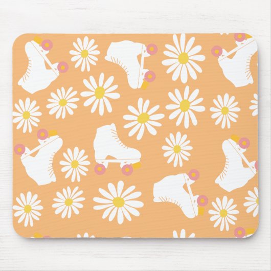 Floral Skate Roller Skaten Pattern Peach Mousepad (Vorne)