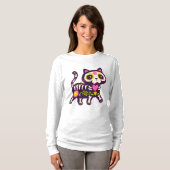 Floral Skeleton Cat Delight T-Shirt (Vorne ganz)