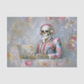 Floral Skeleton in Headphones EQ9L Decoupage Seidenpapier (Vorderseite)