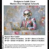 Floral Skeleton in Headphones EQ9L Decoupage Seidenpapier