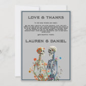 Floral Skeleton Lovers QR Code Hochzeit Dankeskarte (Vorderseite)