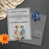 Floral Skeleton Lovers QR Code Hochzeit Dankeskarte