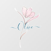 Floral Sketch Aquarell Personalisiert Fensteraufkleber (Blatt)