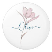 Floral Sketch Aquarell Personalisiert Keramikknauf (Vorderseite)