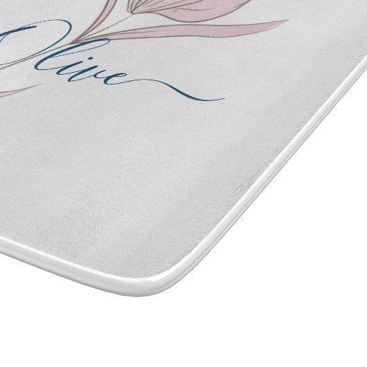 Floral Sketch Aquarell Personalisiert Schneidebrett (Ecke)