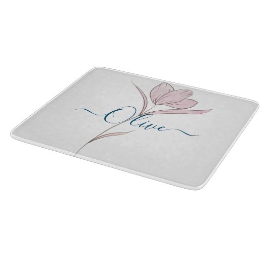 Floral Sketch Aquarell Personalisiert Schneidebrett (Ecke)