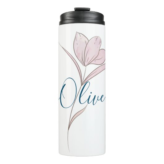 Floral Sketch Aquarell Personalisiert Thermosbecher (Vorderseite)