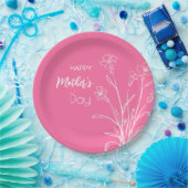 Floral Sketch Happy Mother Day Pappteller (Party)