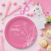 Floral Sketch Happy Mother Day Pappteller (Party)