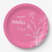 Floral Sketch Happy Mother Day Pappteller (Vorderseite)