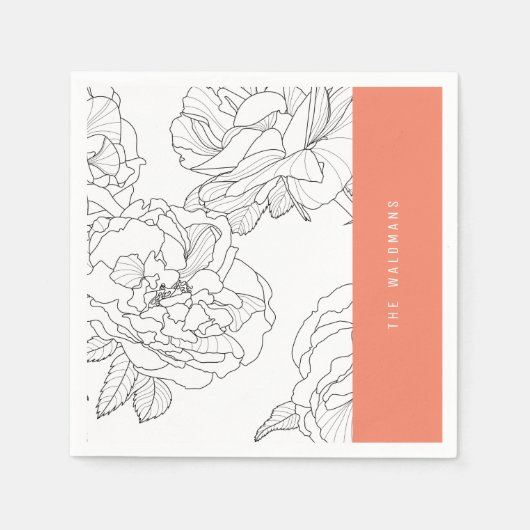 Floral Sketch Napkin Serviette (Vorderseite)