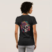 Floral Skull Botanik und Knochen T-Shirt (Schwarz voll)