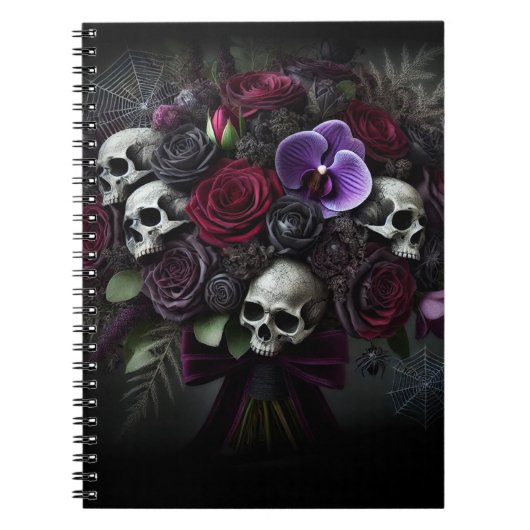 Floral Skull Bouquet Dark Gothic Halloween Notizblock (Vorderseite)