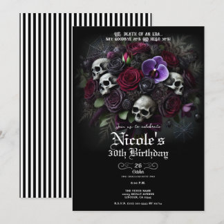 Floral Skull Bouquet Gothet Halloween Geburtstag Einladung