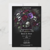 Floral Skull Bouquet Gothic Halloween Verlobung Einladung (Vorderseite)