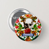 Floral Skull Courage Button (Vorne & Hinten)