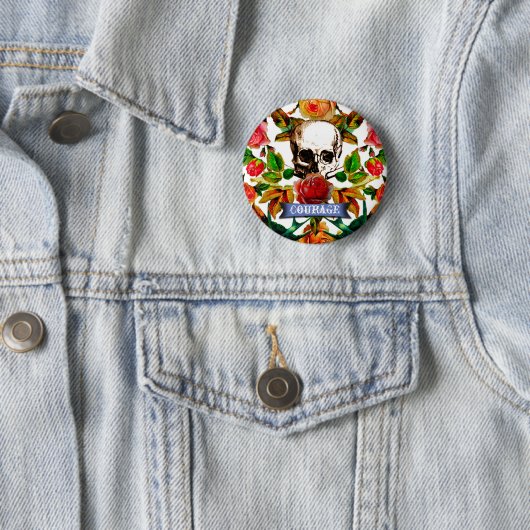 Floral Skull Courage Button (Beispiel)
